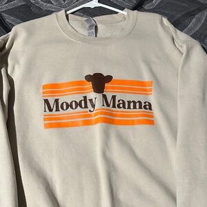 Gildan Cream Sweater with Orange and Brown Design